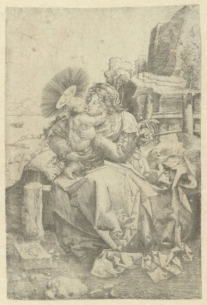 Madonna och barn i ett landskap av Frans Crabbe van Espleghem