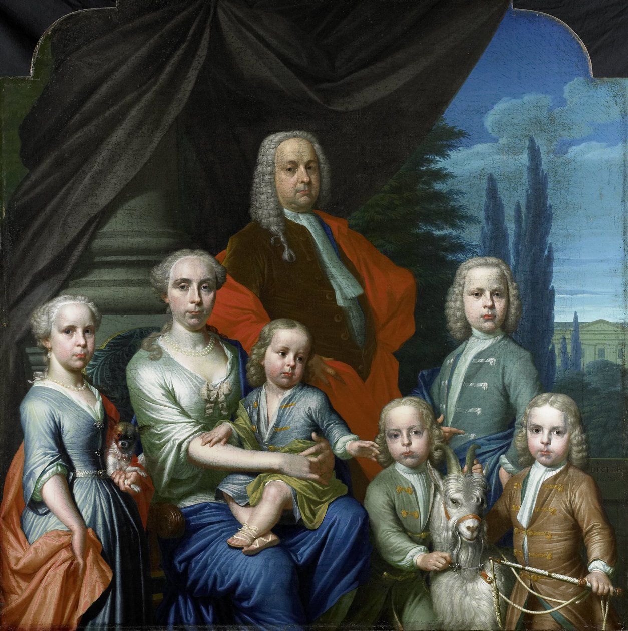 Willem Philip Kops (1695-1756), med sin fru och barn av Frans Decker
