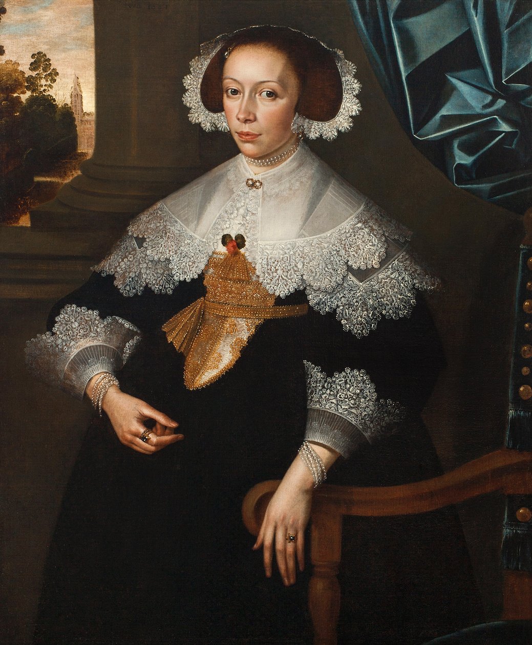 Porträtt av Florence-Marguerite de Renesse-Warfusée, grevinnan av Grimbergen, 1641 (par 3114329) av Frans Denys