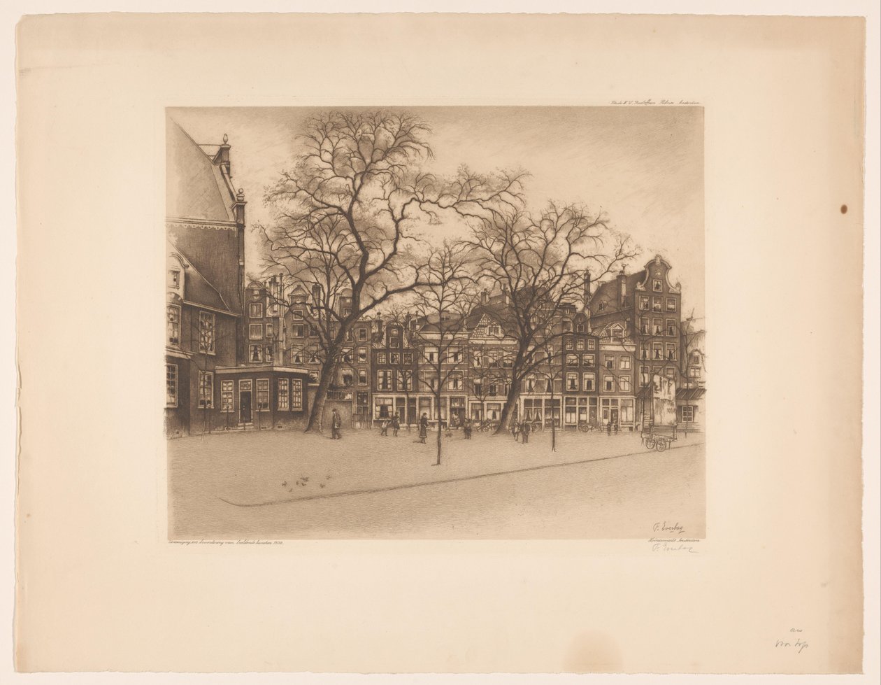Utsikt över Noordermarkt i Amsterdam Noordermarkt, Amsterdam (titel på objekt) av Frans Everbag (signed by artist)