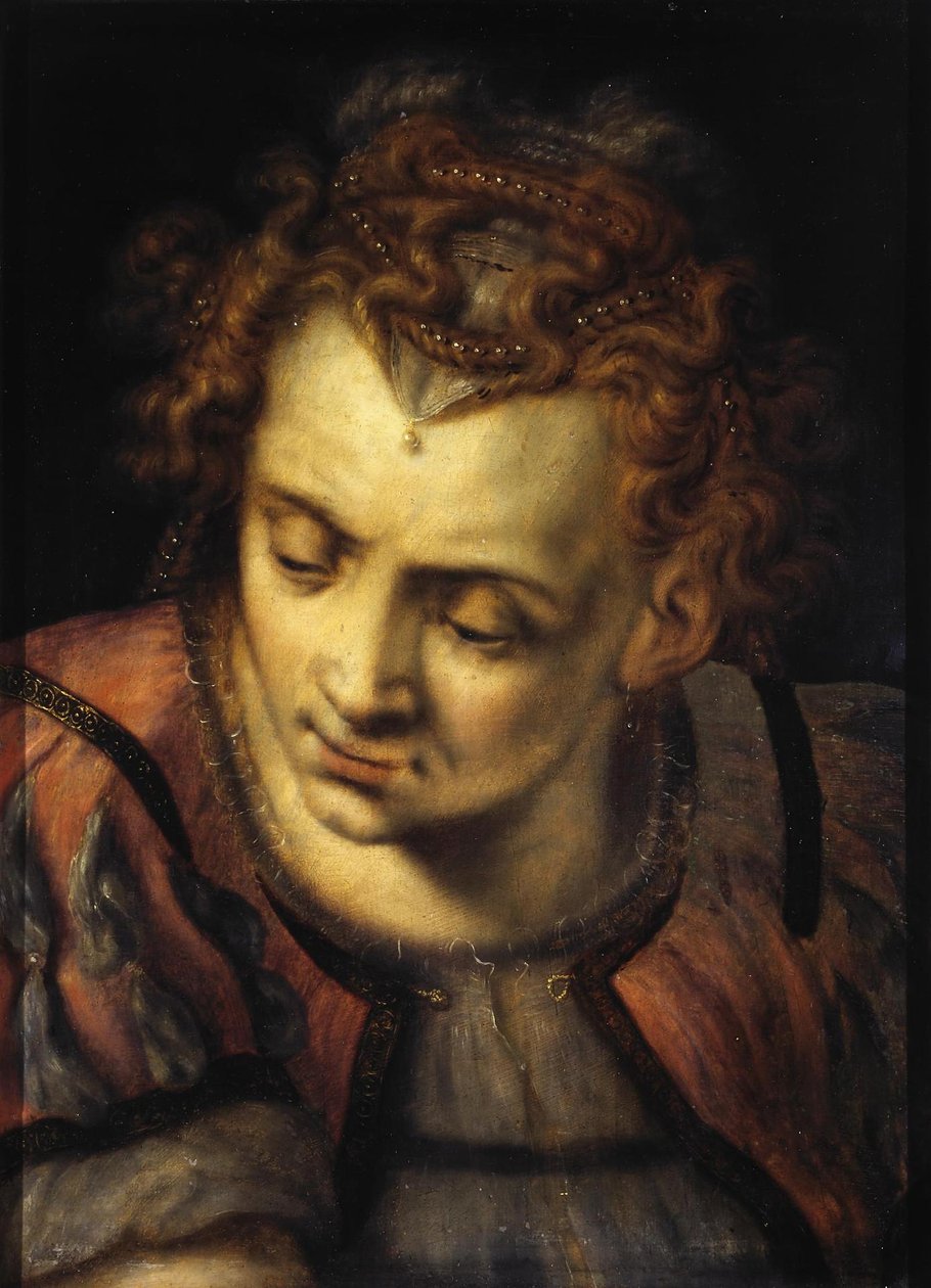 Studie av ett kvinnohuvud av Frans Floris I