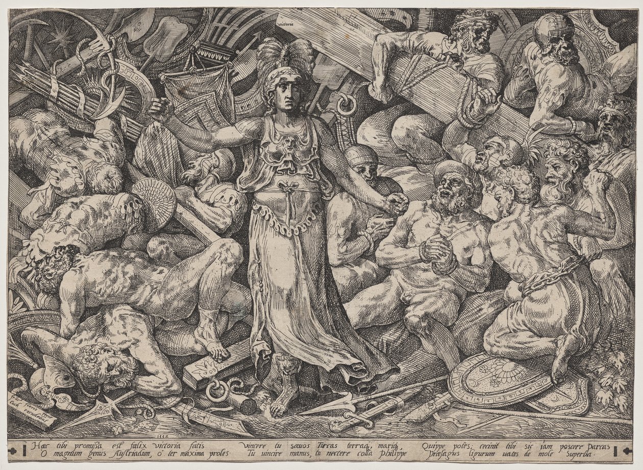 Seger omgiven av fångar och troféer av Frans Floris the Elder