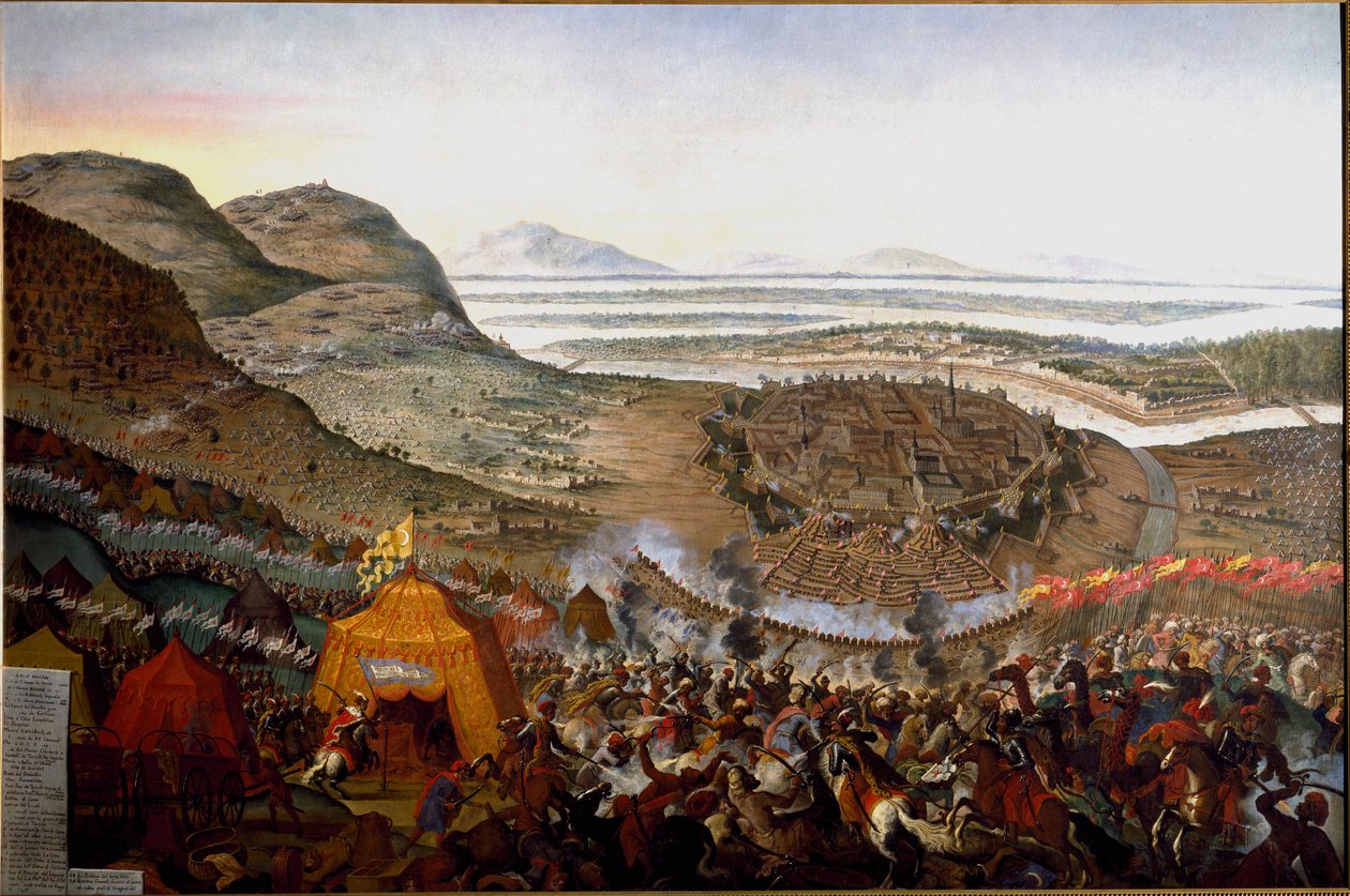 Utsikt över slaget vid Wien den 12/09/1683 på kullen Kahlenberg av Frans Geffels