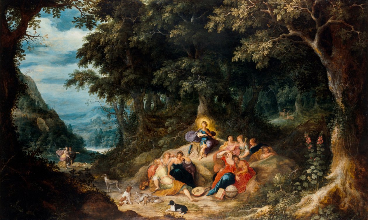 Apollo och de nio muserna av Frans & Govaerts Abraham (1589 1626) Francken