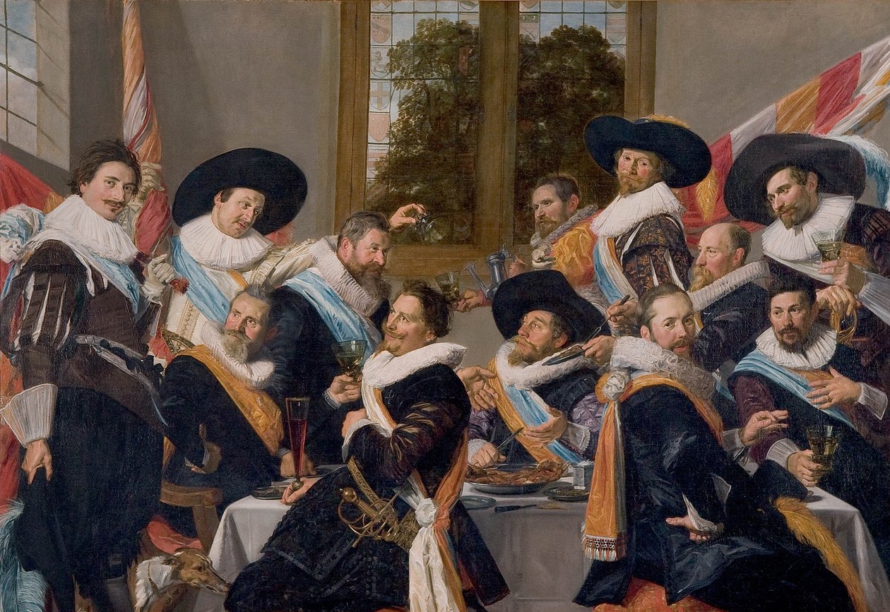 Bankett för officerarna i Calivermen civic guard av Frans Hals