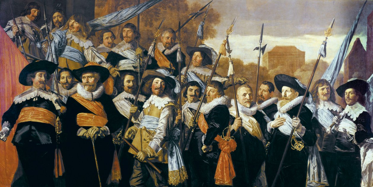 Gruppporträtt av officerare och sub-alterner av Civic Guard i Haarlem av Frans Hals