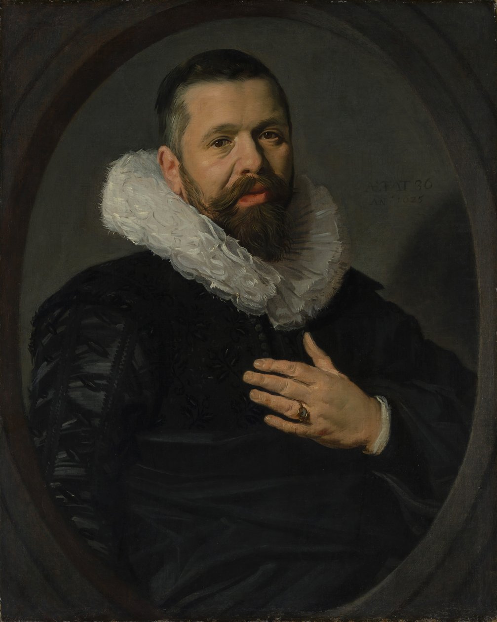 Porträtt av en skäggig man med en ruffa, 1625. av Frans Hals