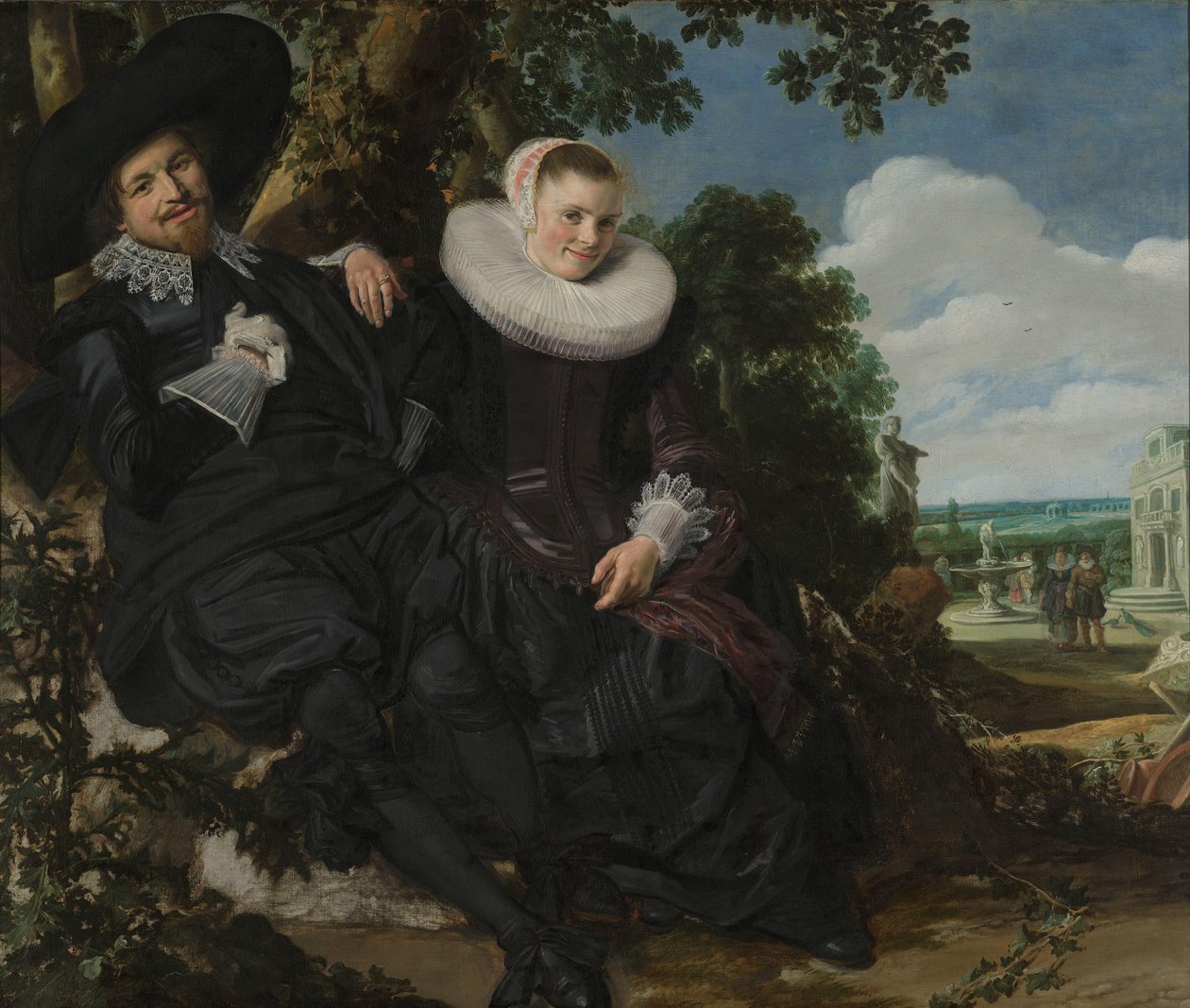 Porträtt av ett par, troligen Isaac Abrahamsz Massa och Beatrix van der Laen Porträtt av ett par i ett landskap, troligen Isaac Abrahamsz Massa (1586-1643) och Beatrix van der Laen (1592-1639) av Frans Hals