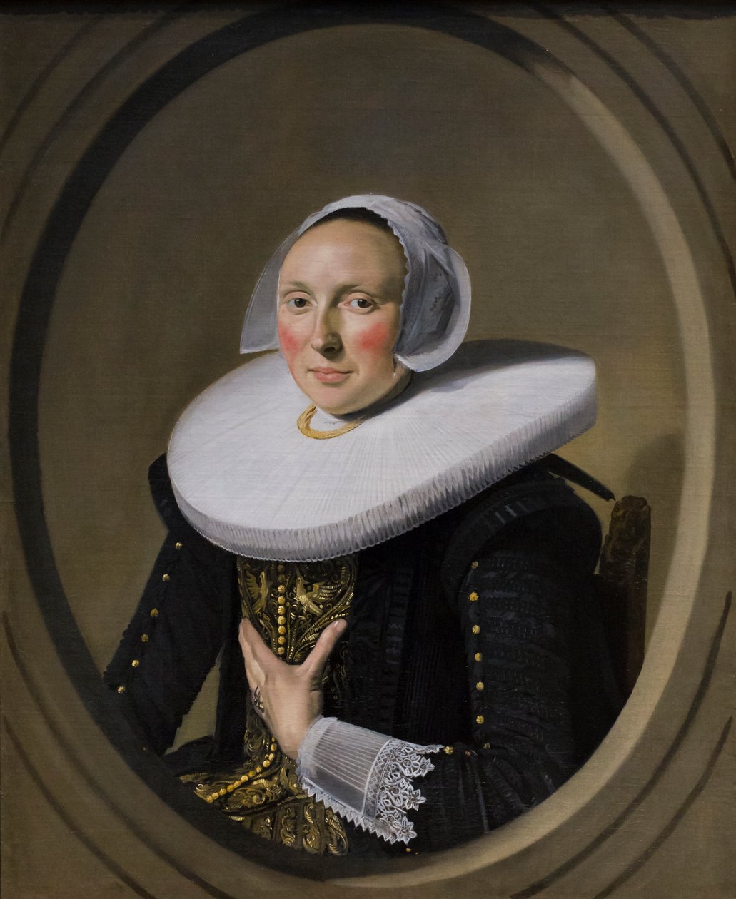 Porträtt av en kvinna (Marie Larp ), ca 1635-38 (olja på duk) av Frans Hals