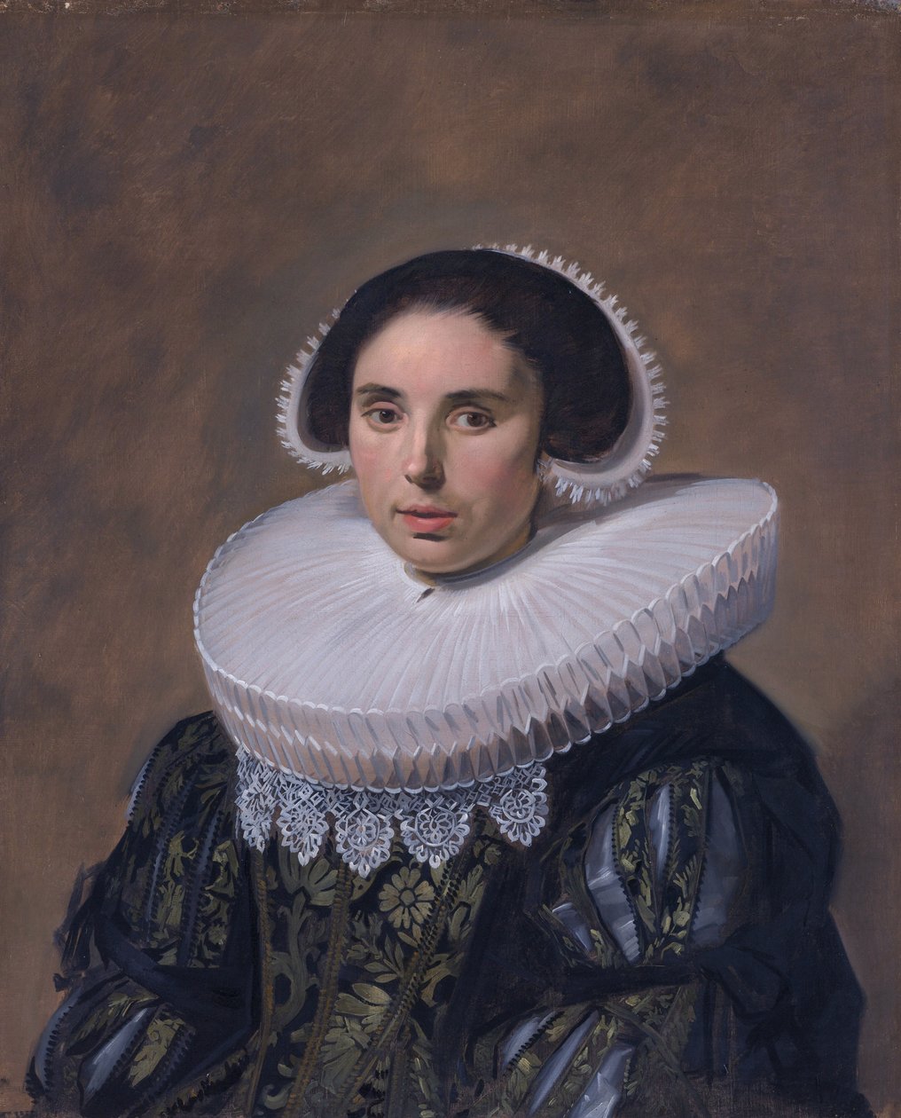 Porträtt av en kvinna, möjligen Nicolaes Hasselaer (Q15429895) (1594-1667). Nicolaes Hasselaers andra hustru. av Frans Hals