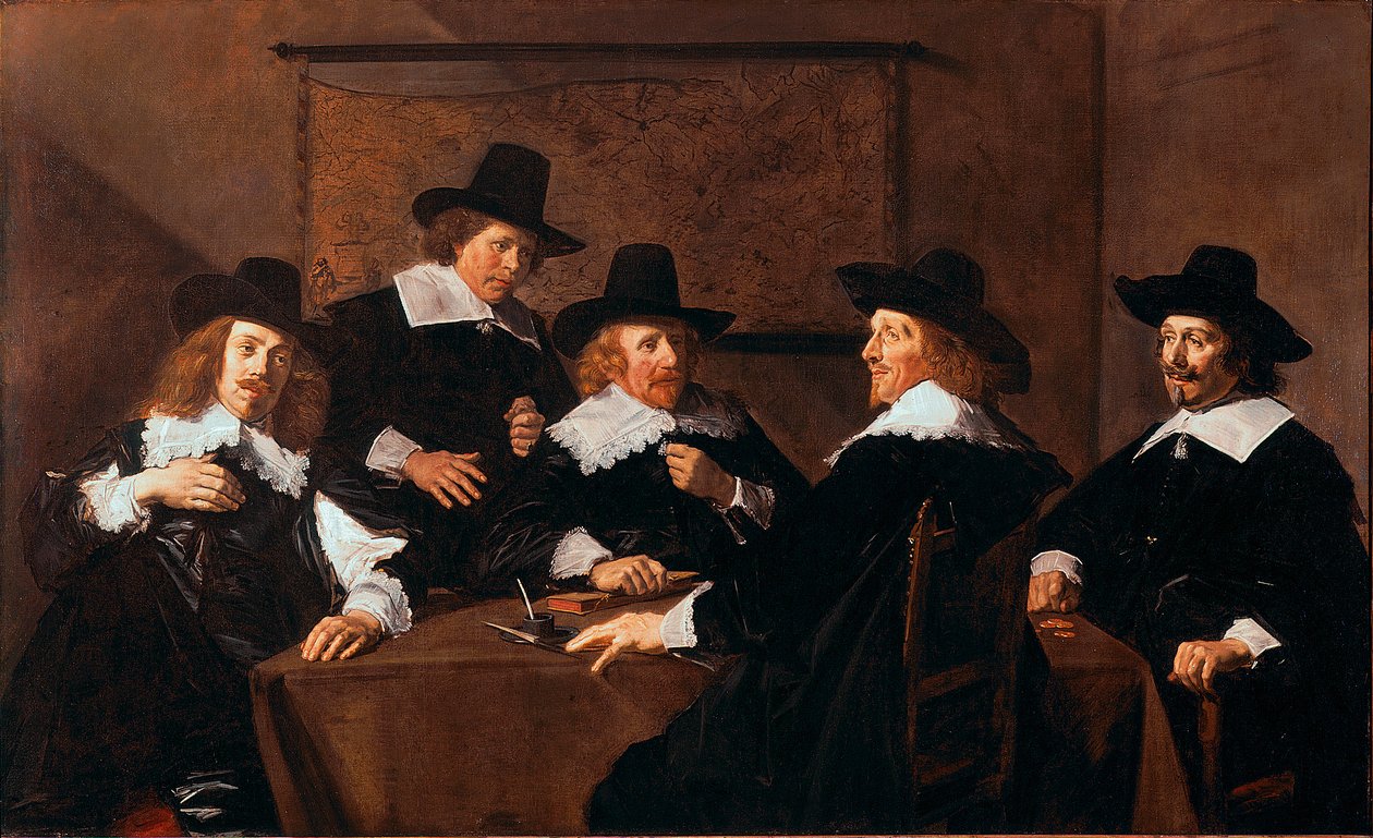 The Regents of the Hospice Saint Elizabeth of Haarlem Målning av Frans Hals (ca 1580-1666) 1641 Sön. 252x153 cm Haarlem, Frans Hals Museum Holland av Frans Hals