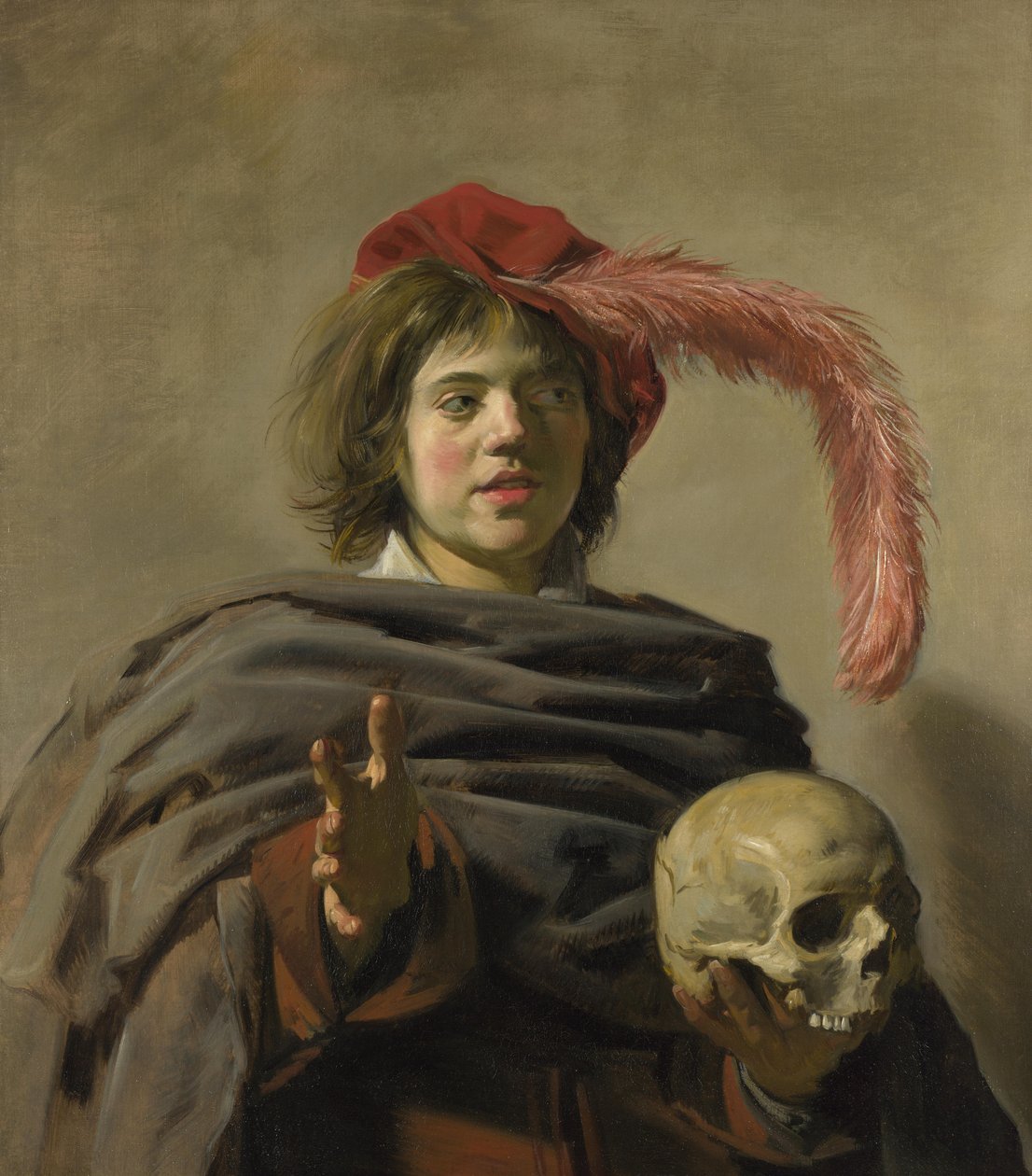 Ung man som håller en skalle (Vanitas), ca 1626 (olja på duk) av Frans Hals