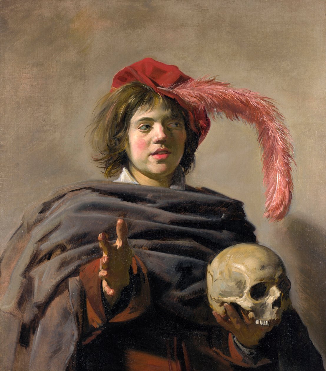 Ung man som håller en skalle Vanitas, 1627 av Frans Hals
