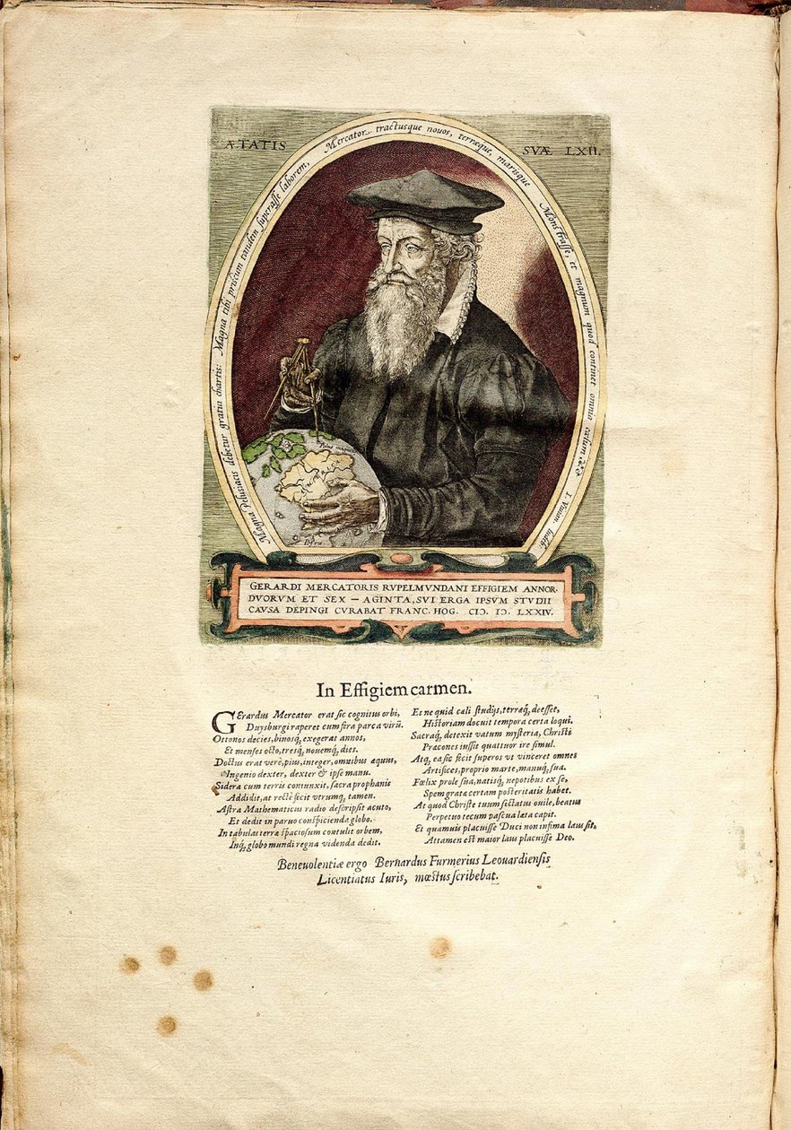 Porträtt av Gerardus Mercator 1512-1594, 62 år gammal av Frans Hogenberg