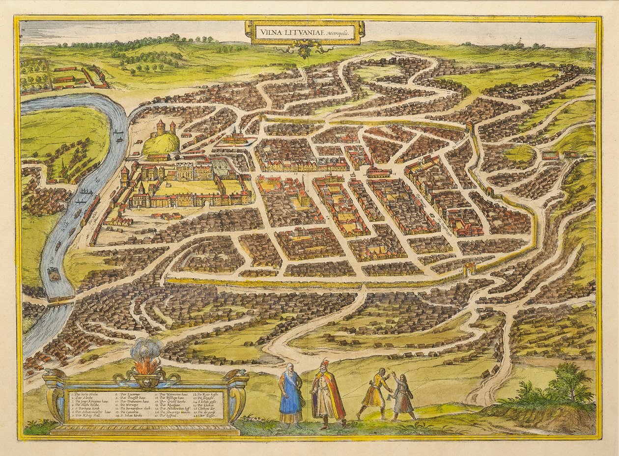Vilnius från världens första teater av Georg Braun, 1580-talet av Frans Hogenberg