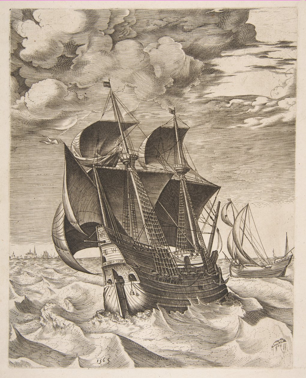En holländsk Hulk och en Boeier från The Sailing Vessels, 1565 av Frans Huys