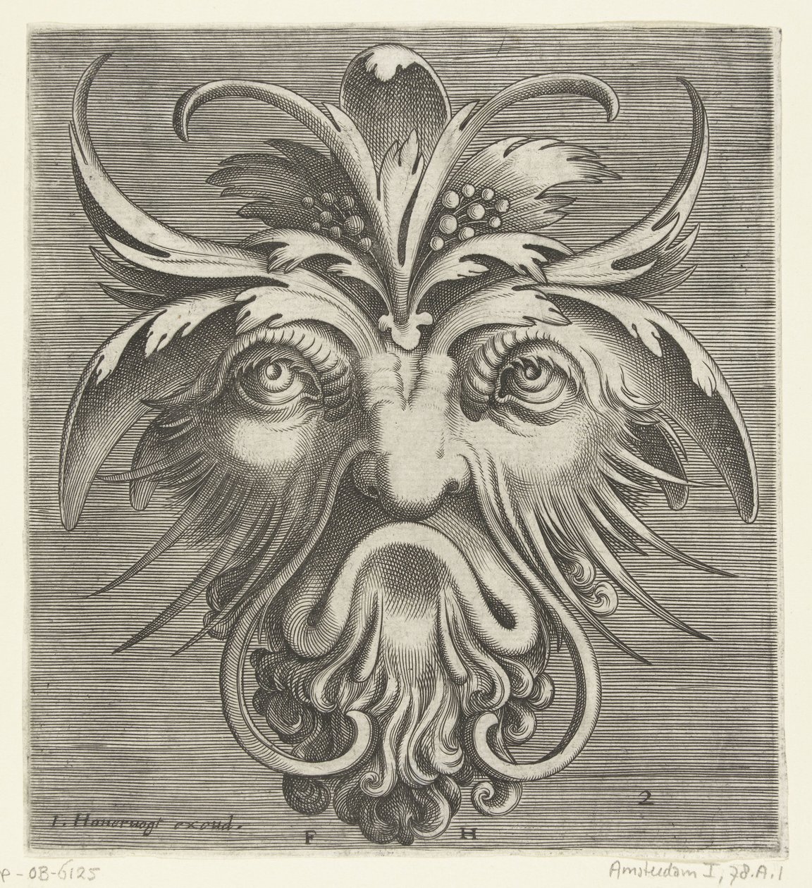 Mask med skägg med lockar Pourtraicture ingenieuse de plusieurs facons de masques... (serietitel) av Frans Huys