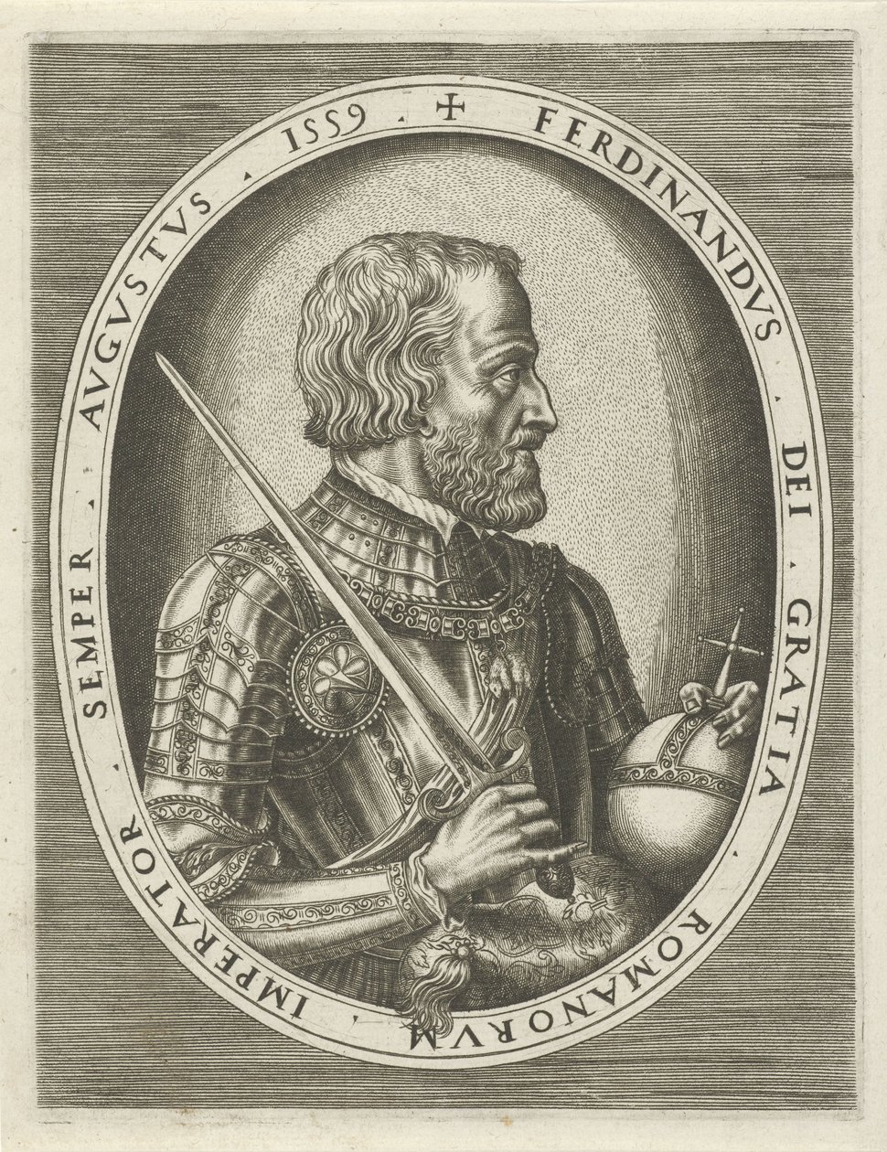 Porträtt av Ferdinand I av Habsburg, tysk kejsare Porträtt av kungar, drottningar, prinsar och prinsessor (serietitel) av Frans Huys