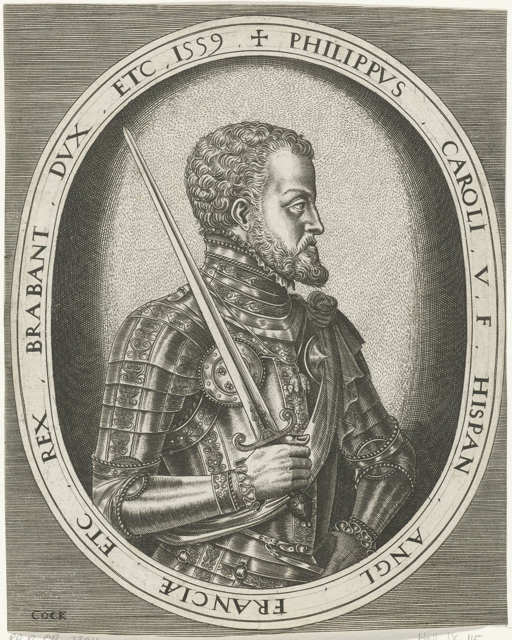Porträtt av kung Filip II av Spanien Porträtt av kungar, drottningar, prinsar och prinsessor (serietitel) av Frans Huys