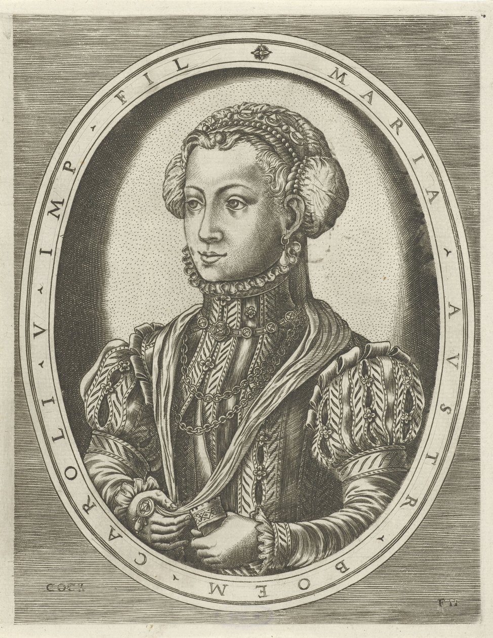 Porträtt av drottning Maria av Böhmen Porträtt av kungar, drottningar, prinsar och prinsessor (serietitel) av Frans Huys