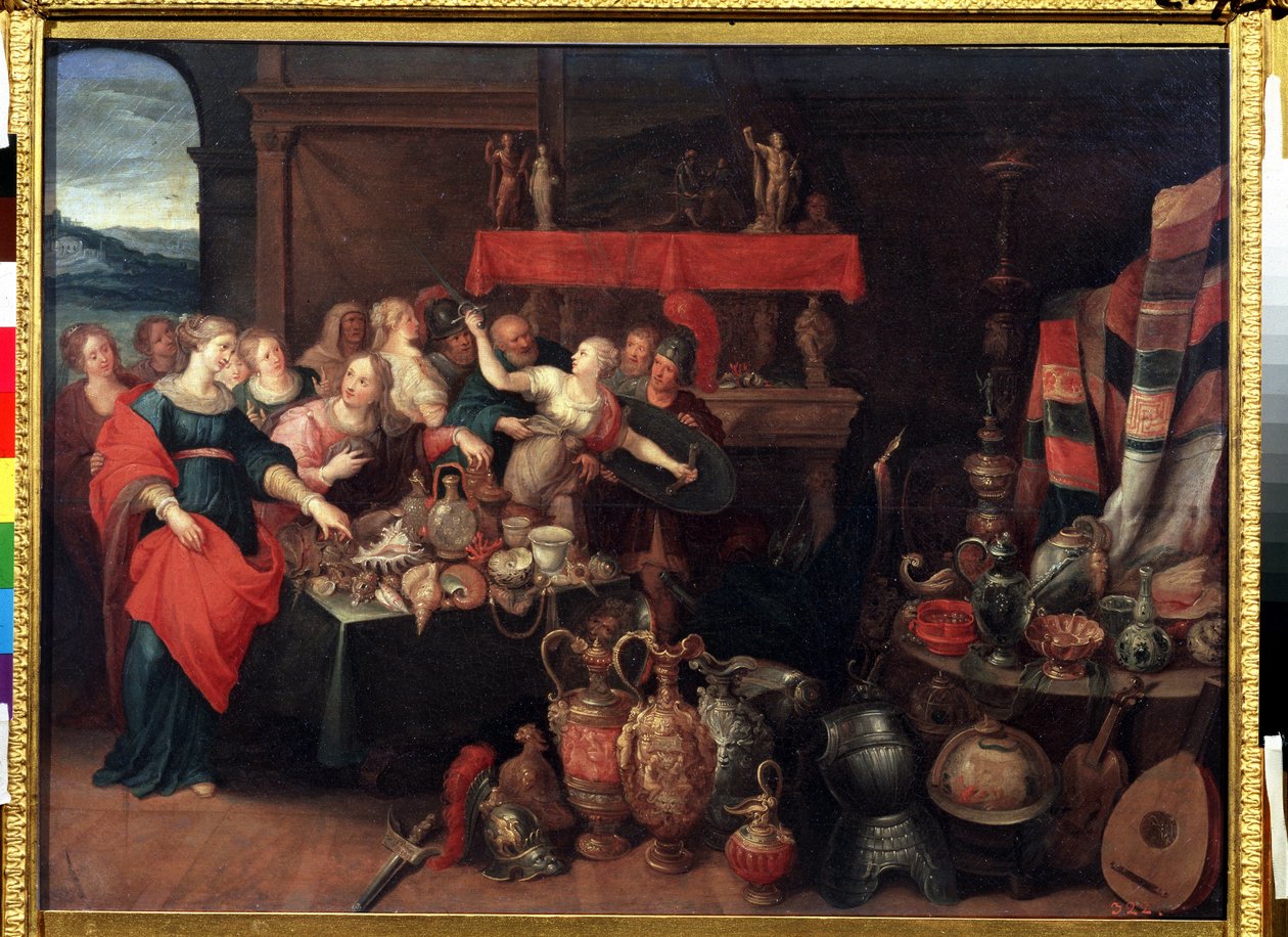 ""Akilles erkänd av Ulysses bland döttrarna till kung Lycomede"" (Akilles erkänd) Målning av Franz (Frans) Francken II den yngre (1581-1642) cirka 1640 Pushkin Museum Moskva av Frans II Francken