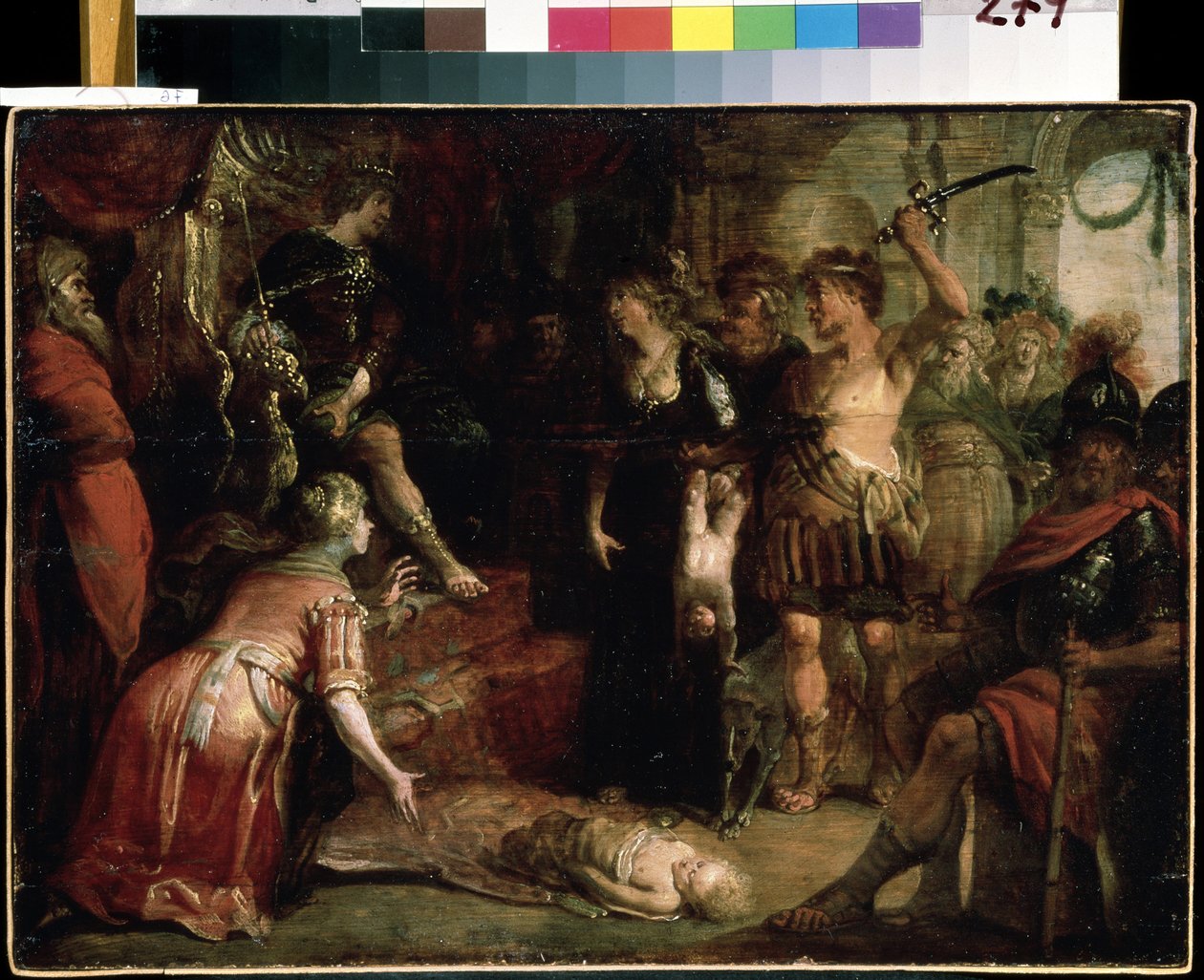 ""Solomons dom"" Två kvinnor hävdar att de är mor till samma barn. Målning av Franz (Frans) Francken II den yngre (1581-1642) Mikhail Kroshitsky konstmuseum från 1600-talet, Sevastopol (Sevastopol) Ukraina av Frans II Francken