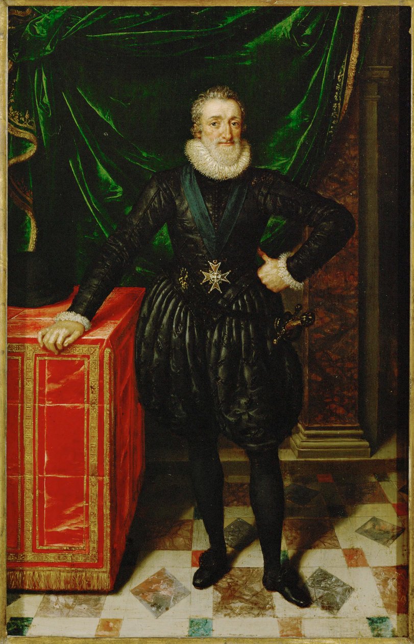 Henri IV, kung av Frankrike, i svart hovdräkt ... av Frans II Pourbus