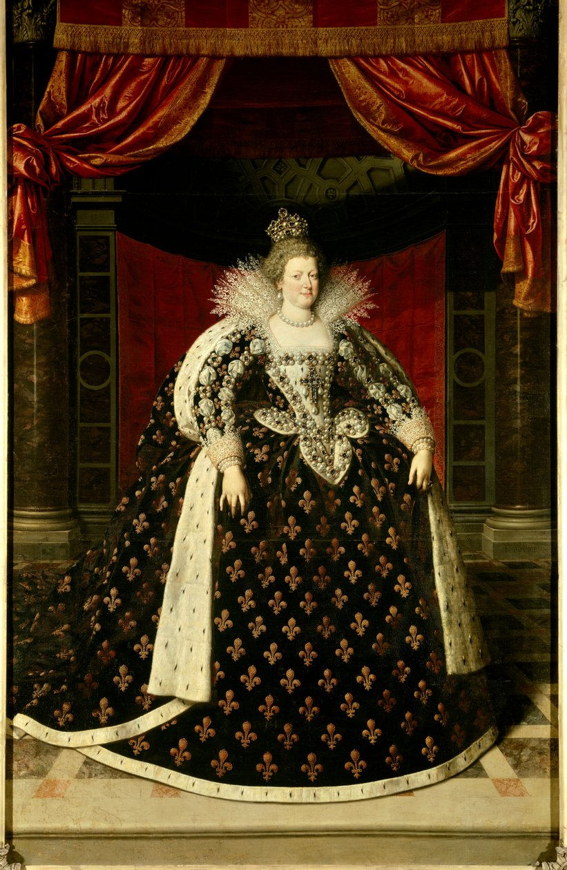 Hellängdsporträtt av Marie de Medici (1573-1642) drottning av Frankrike Målning av Frans Pourbus Le Jeune (Francois (Franz) Porbus av Frans II Pourbus