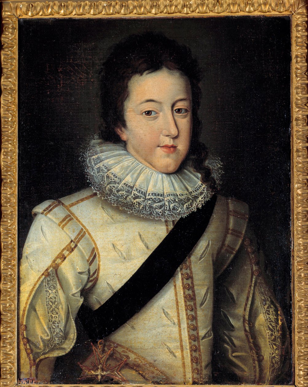 Porträtt av Ludvig XIII, kung av Frankrike och Navarra (1601-1643) vid tiden för hans giftermål 1616 (h s/t 0,64 x 0,44) efter Frans Pourbus Le Jeune (Francois (Franz) Porbus av Frans II Pourbus
