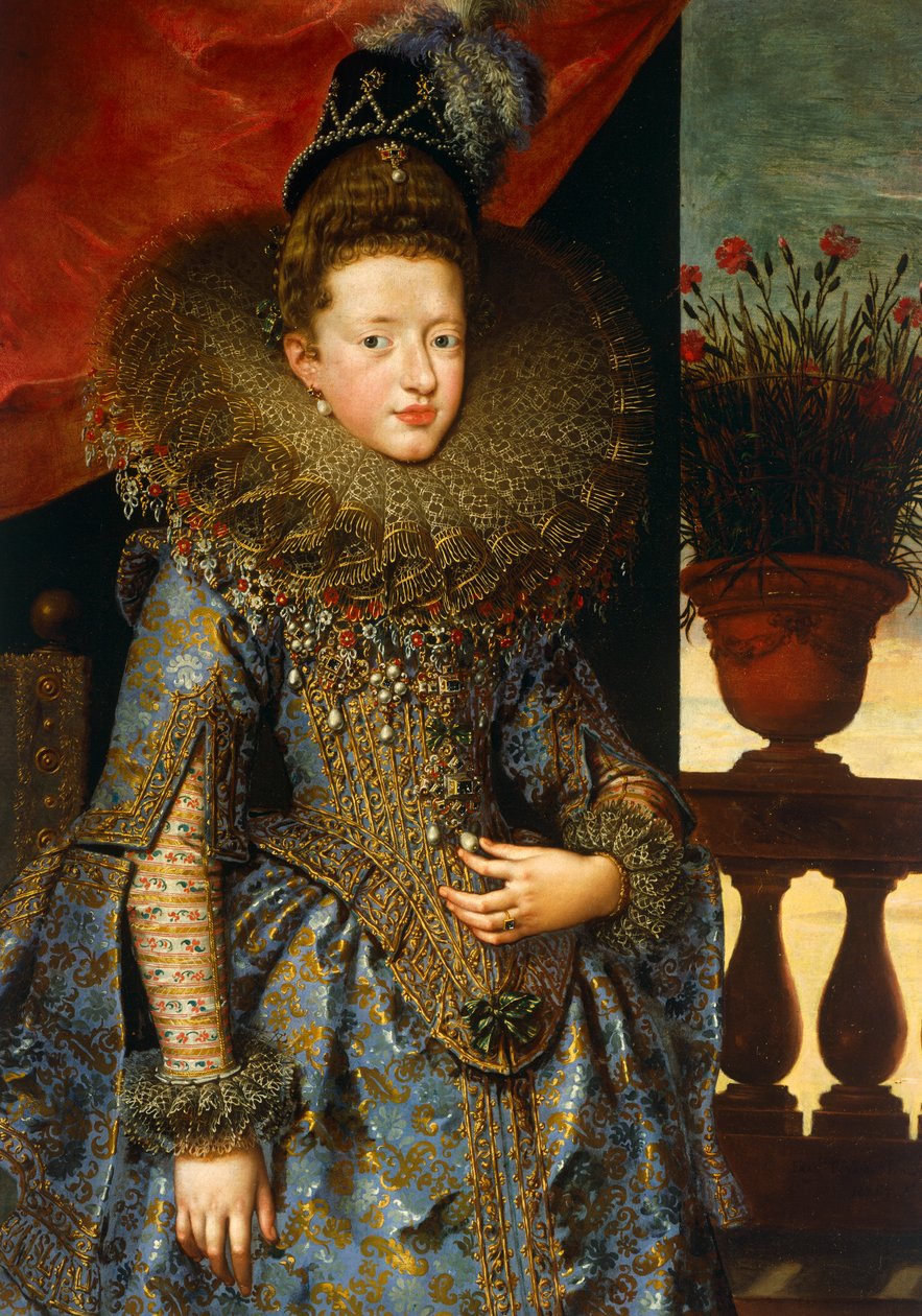 Porträtt av Margherita av Savojen, av Frans Pourbus den yngre, olja på duk av Frans II Pourbus