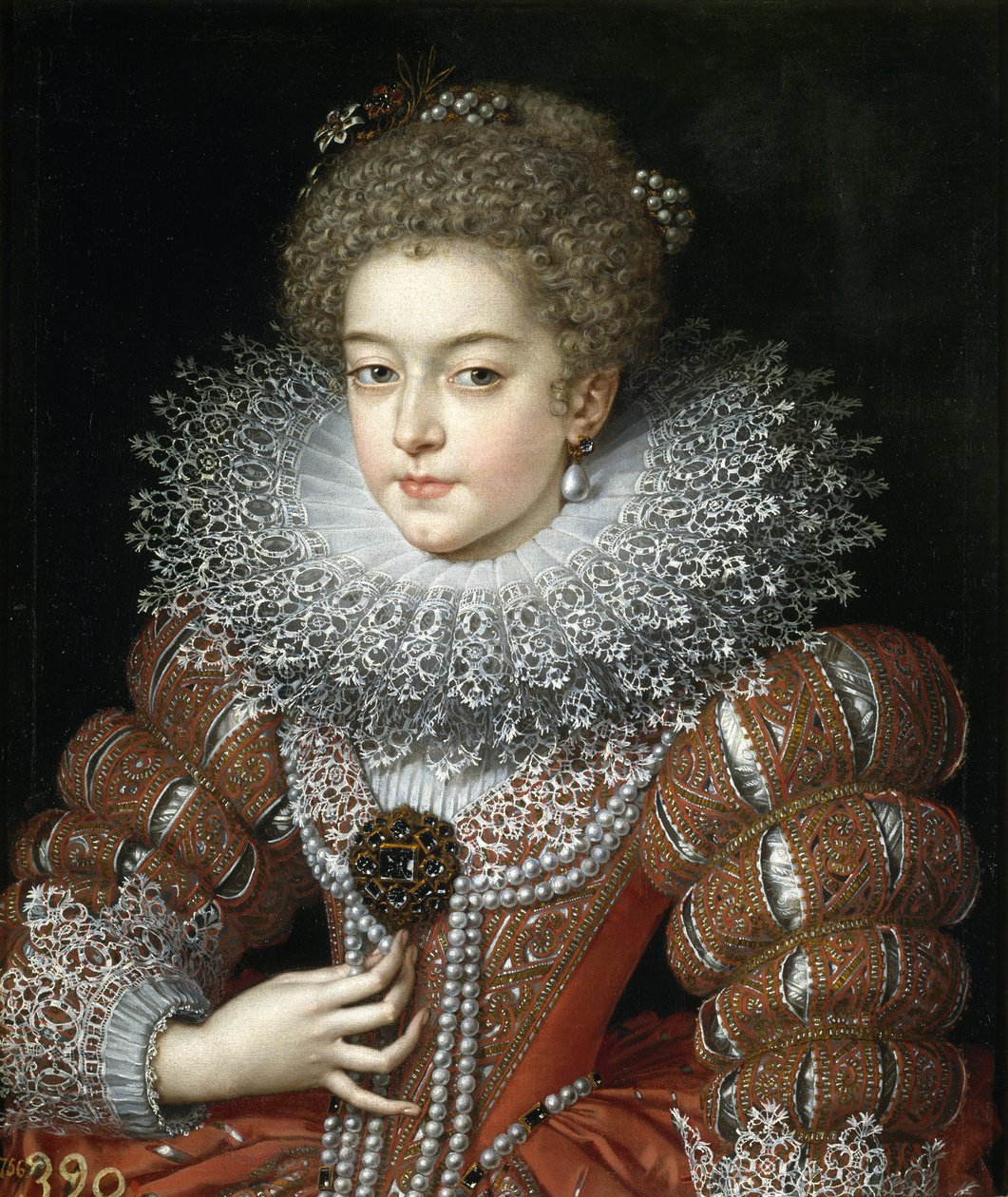 Porträtt av drottning Elisabeth av Frankrike (1602-1644), drottning gemål av Spanien av Frans II Pourbus