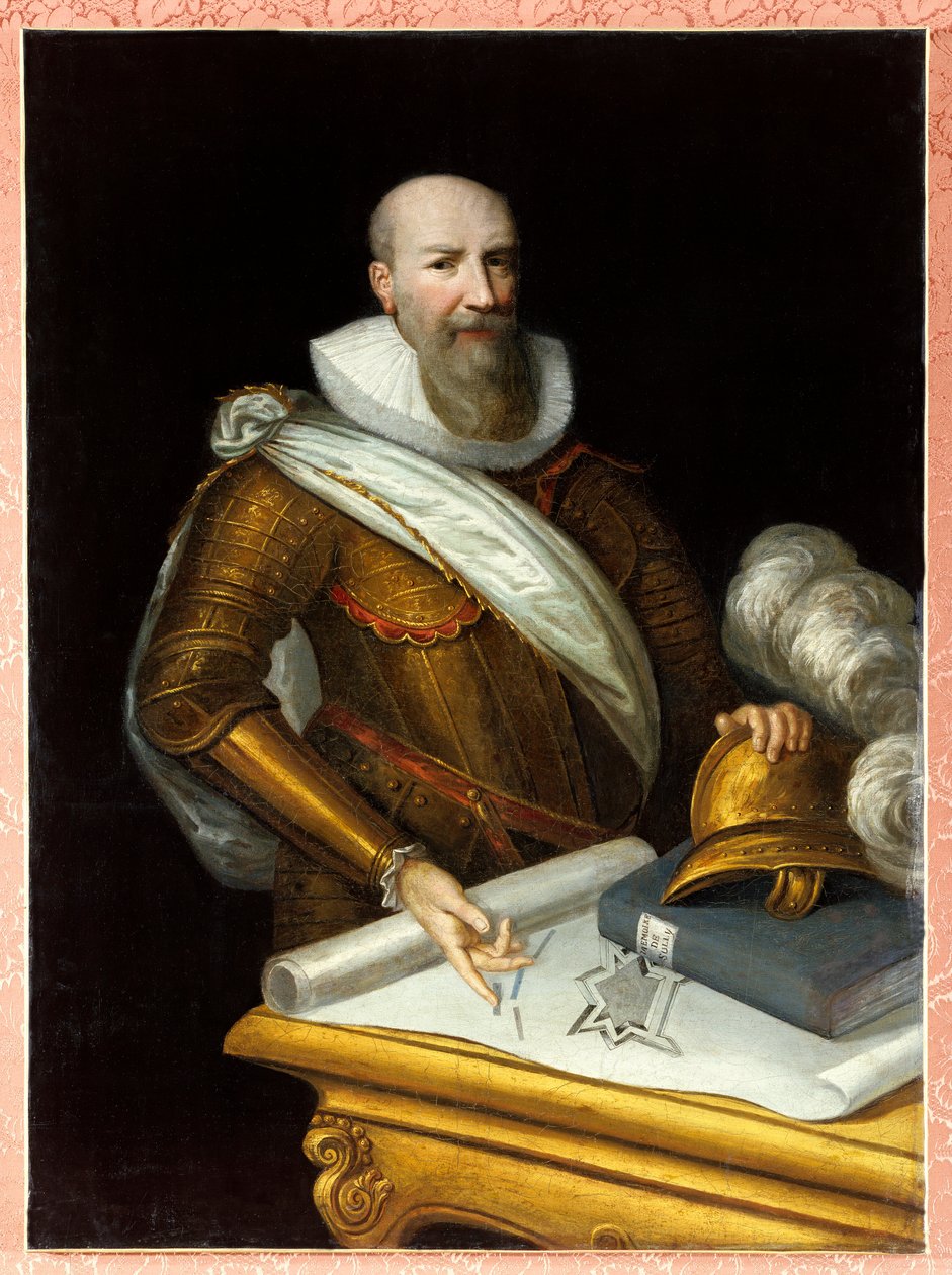 Porträtt av den första hertigen av Sully som superintendent för befästningar. Maximilian av Bethune, hertig av Sully av Frans II Pourbus