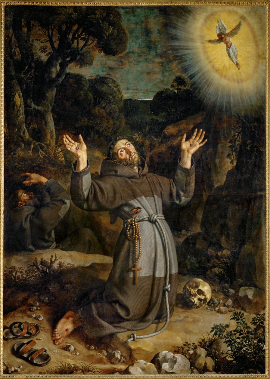 Sankt Franciskus Assisi får stigmata ... av Frans II Pourbus