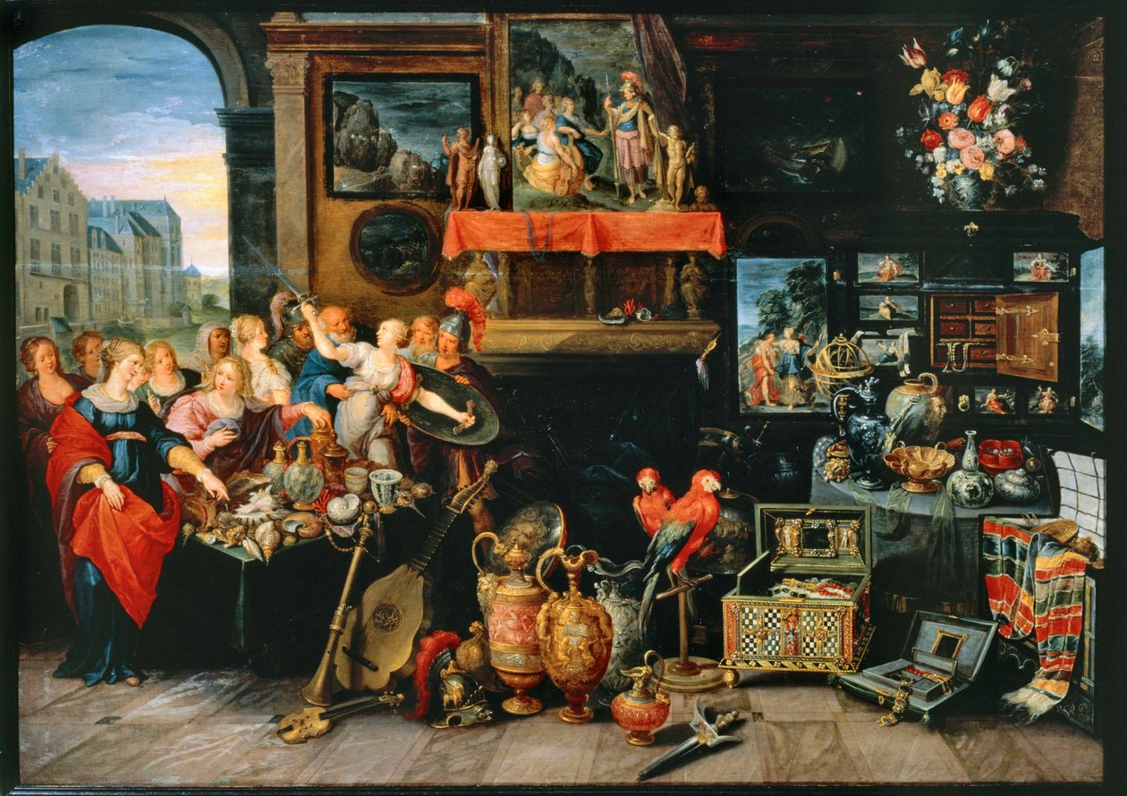 Odysseus känner igen Akilles bland Lykomedes döttrar... av Frans II the Younger (workshop of) Francken