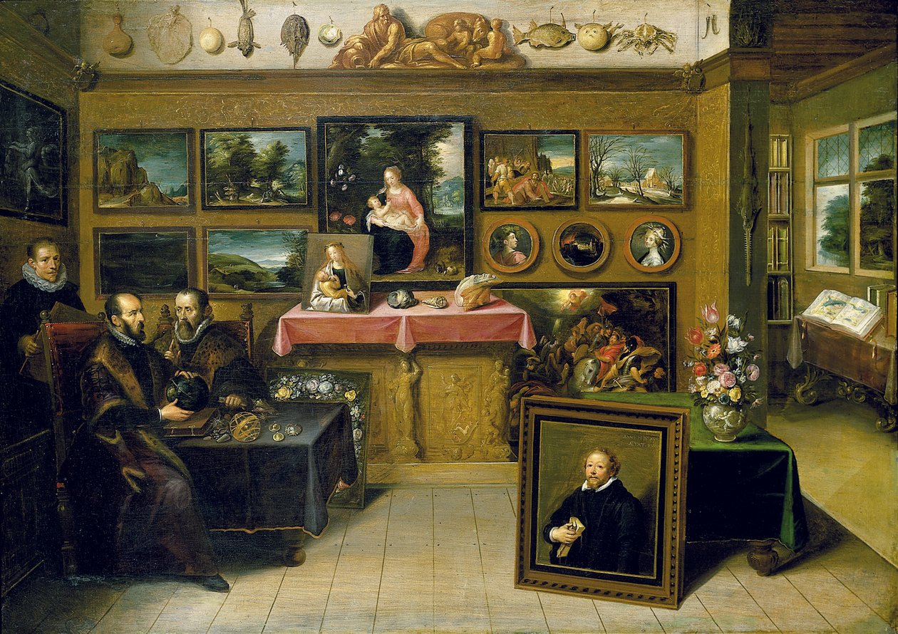Ett samlarskåp med Abraham Ortelius och Justus Lipsius, 1618 av Frans II the Younger Francken