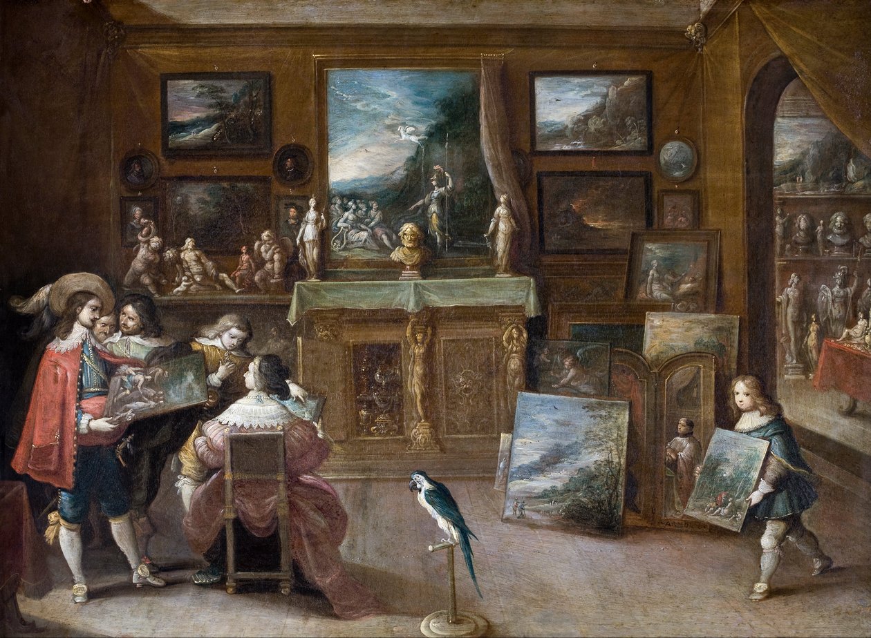 Ett besök hos konsthandlaren, ca 1625 (olja på koppar) av Frans II the Younger Francken