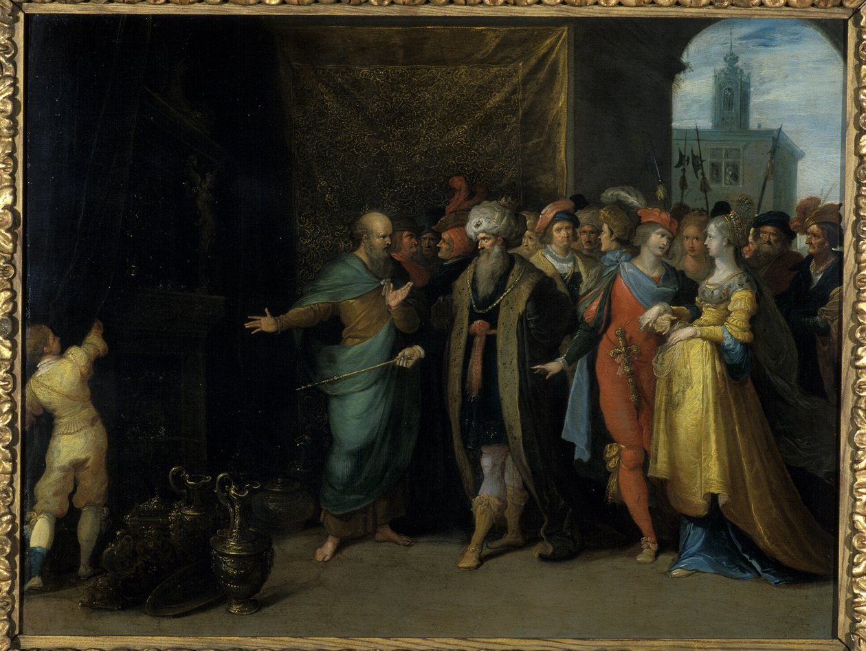 Croesus visar Solon sina skatter, 1616-30 (olja på koppar) av Frans II the Younger Francken