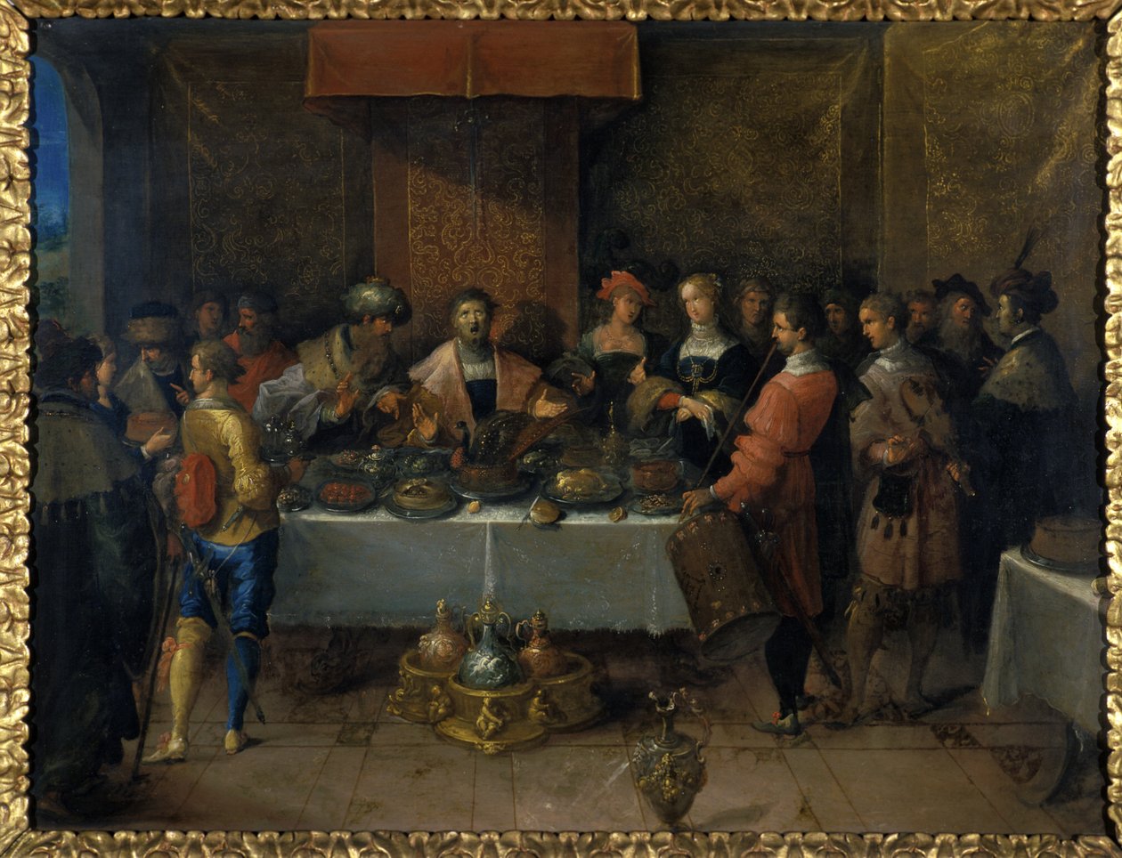 Damokles vid bordet, före 1620 (olja på koppar) av Frans II the Younger Francken