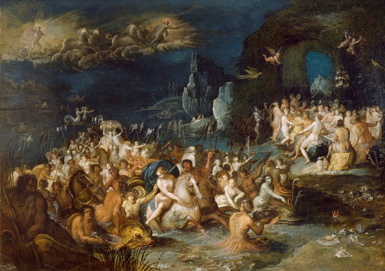 Neptunus bad, av Frans Francken II eller Francken Younger (1581-1642) av Frans II the Younger Francken