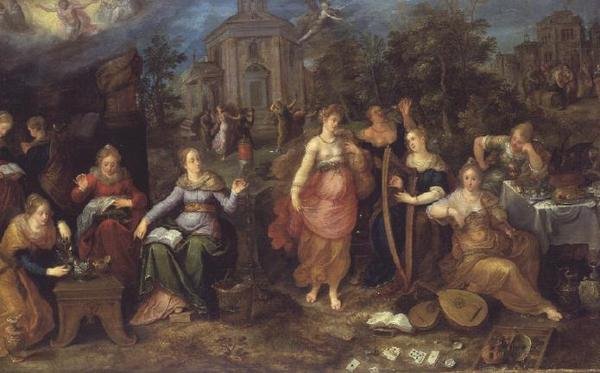 Liknelsen om de vise och dåraktiga jungfrurna av Frans II the Younger Francken