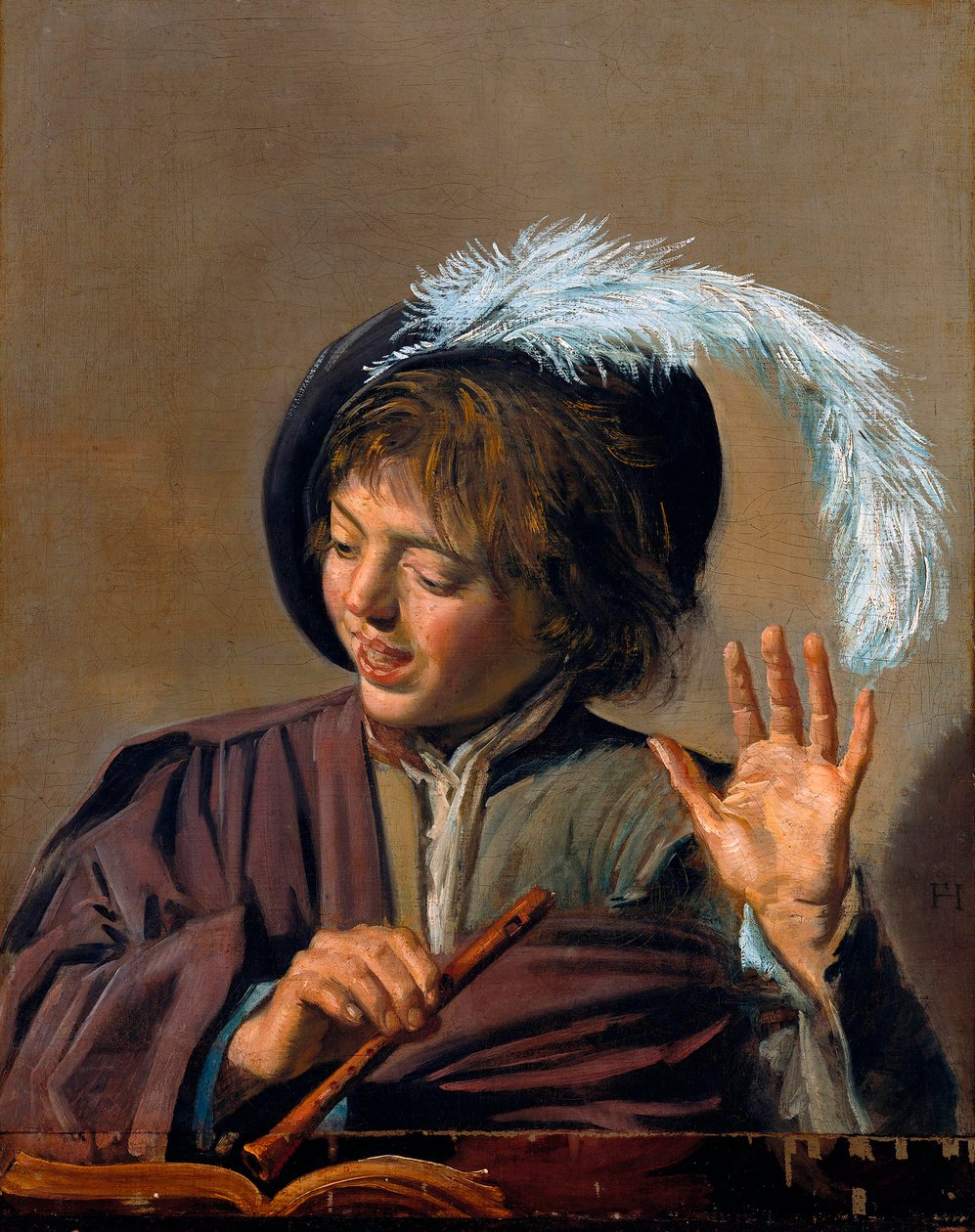 Sjungande pojke med flöjt, ca 1623 av Frans I Hals