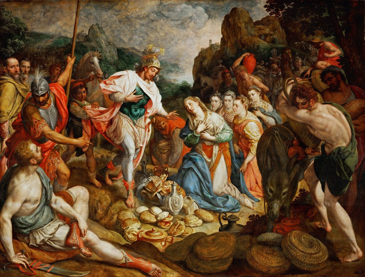 David et Abigail - David och Abigail, av Pourbus, Frans, den äldre (1546-1581). Olja på trä, ca. 1575. Mått : 158x208 cm. Konsthistoriska museet, Vienne av Frans I Pourbus