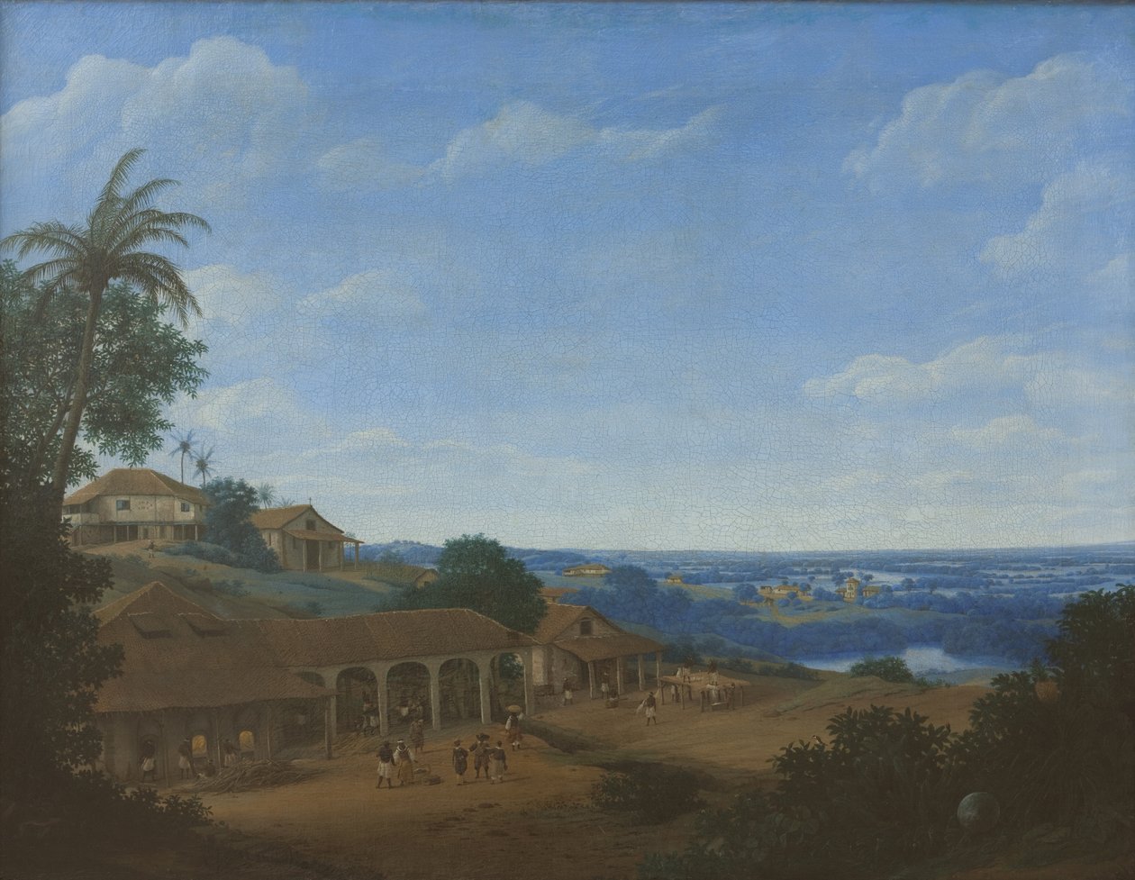 Landskap i Brasilien med sockerplantage, 1660. av Frans Jansz. Post