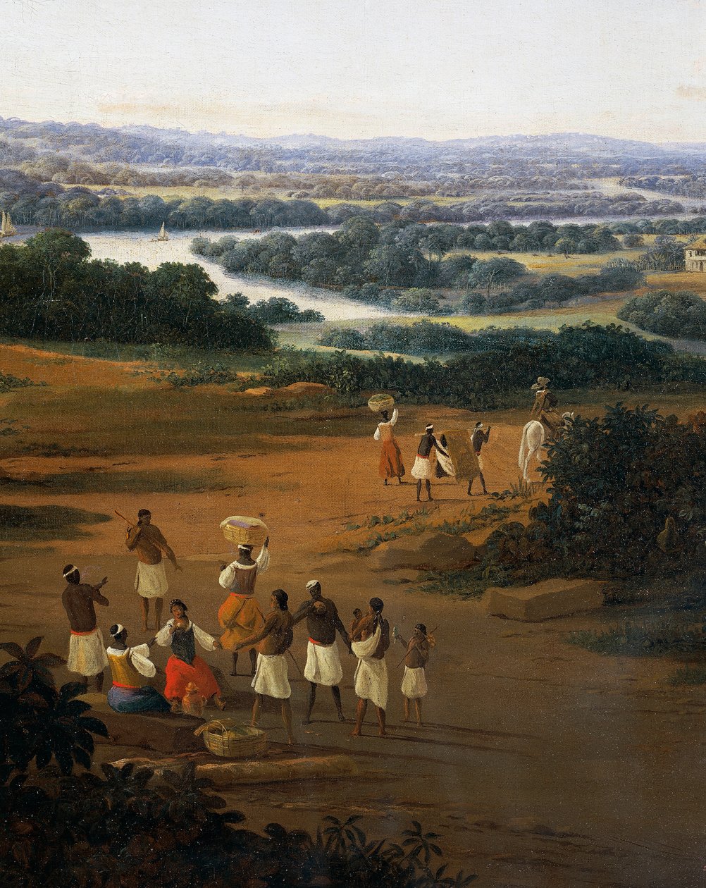 Serinhaem by i Brasilien eller hemmet för en sockerrörsplanterare i Brasilien (olja på duk) av Frans Post