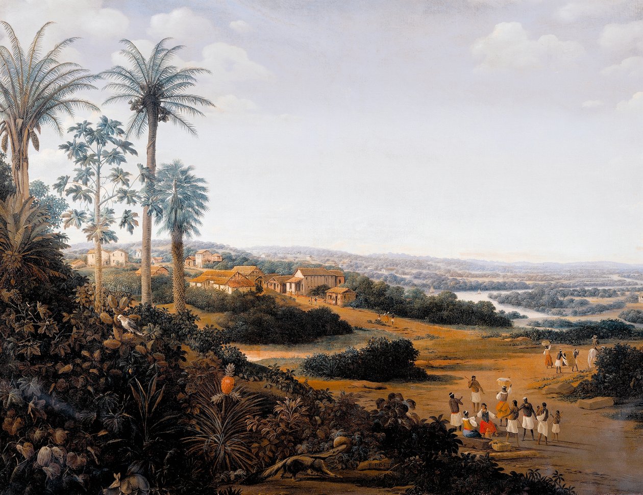 Serinhaem by i Brasilien eller hemmet för en sockerrörsplanterare i Brasilien (olja på duk) av Frans Post