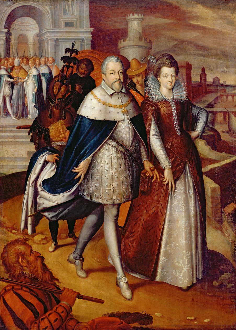 Porträtt av Ferdinand I (1549-1609) storhertig av Toscana och hans brorsdotter Marie (1573-1642), framtida fru till Henri IV av Frans Pourbus the Younger