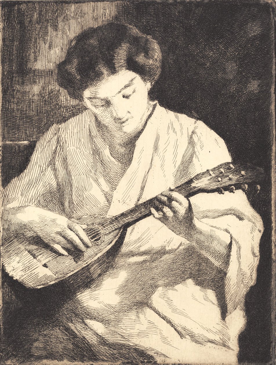 Mandolinspelande dam av Frans Schwartz