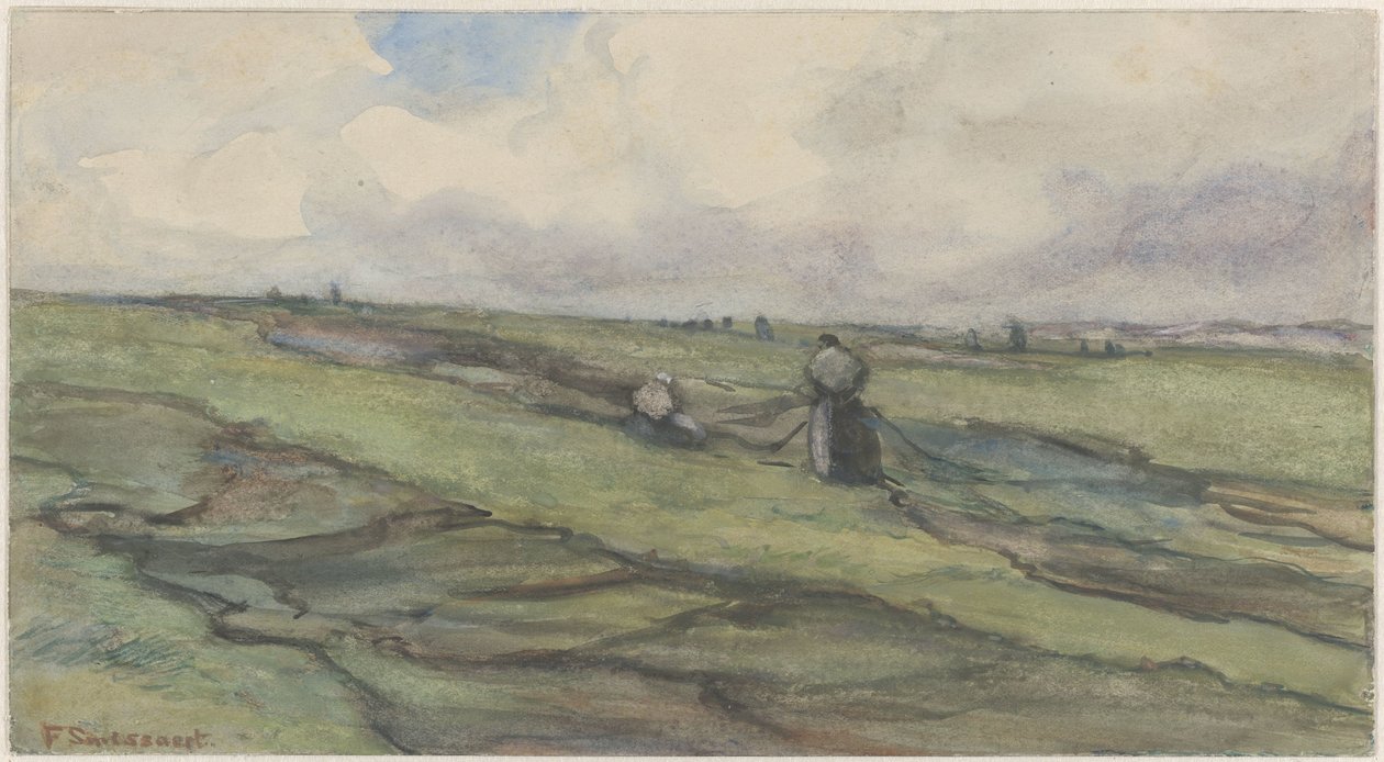 Fiskare lagar fiskenät av Frans Alexander Evert Lodewijk Smissaert