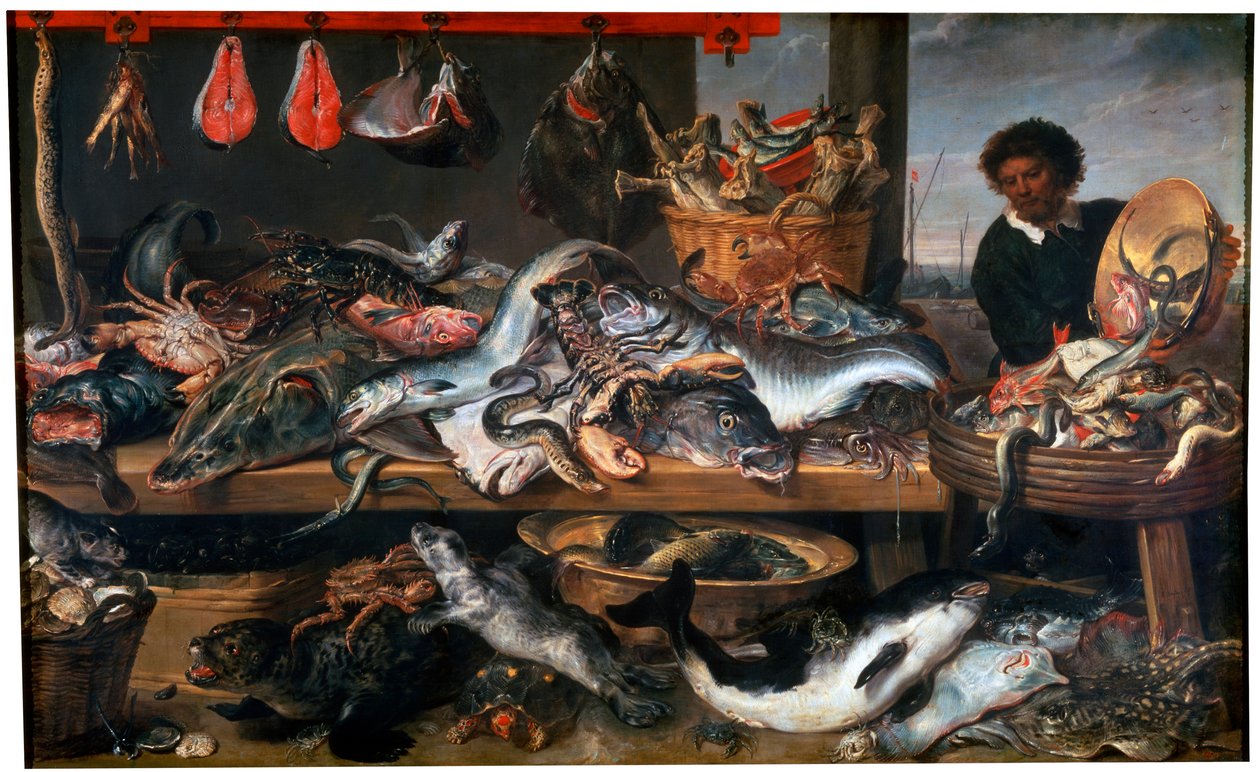 En fiskhandlare, 1600-talet av Frans Snyders or Snijders