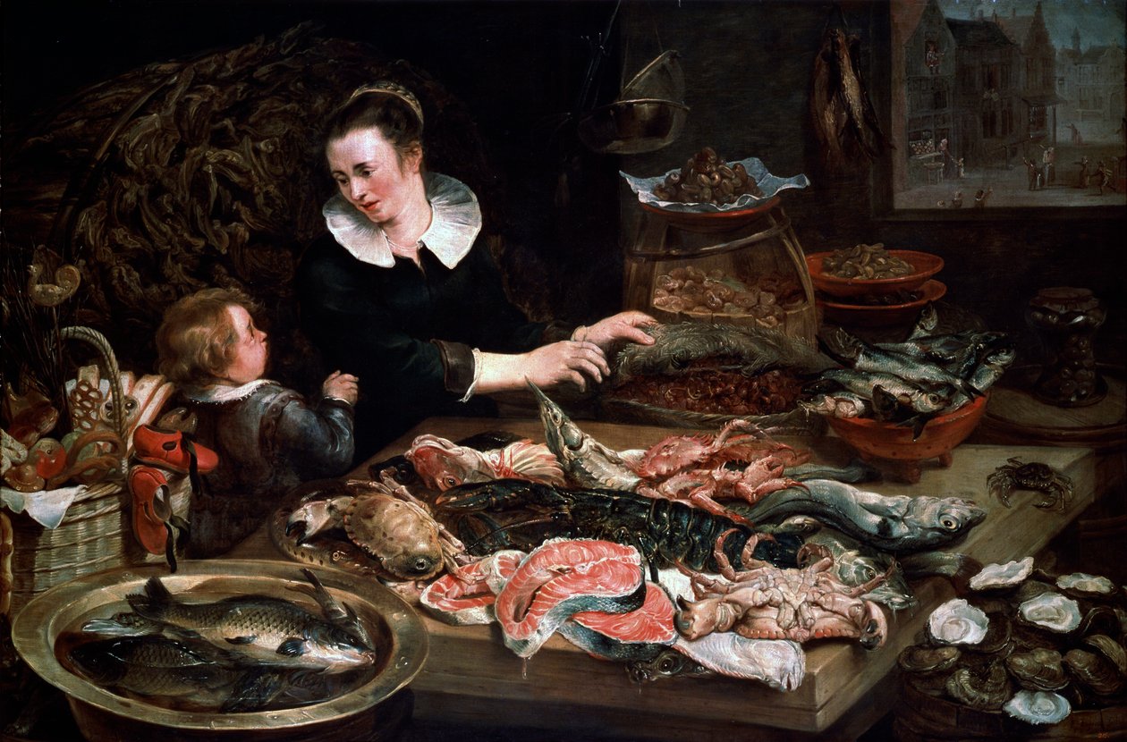 En fiskhandlare, c1616-1618. av Frans Snyders or Snijders